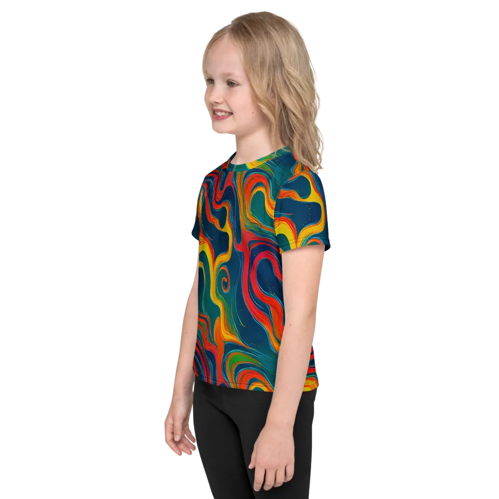 Molten Ribbons on Kids Crew Neck T-Shirt — Left