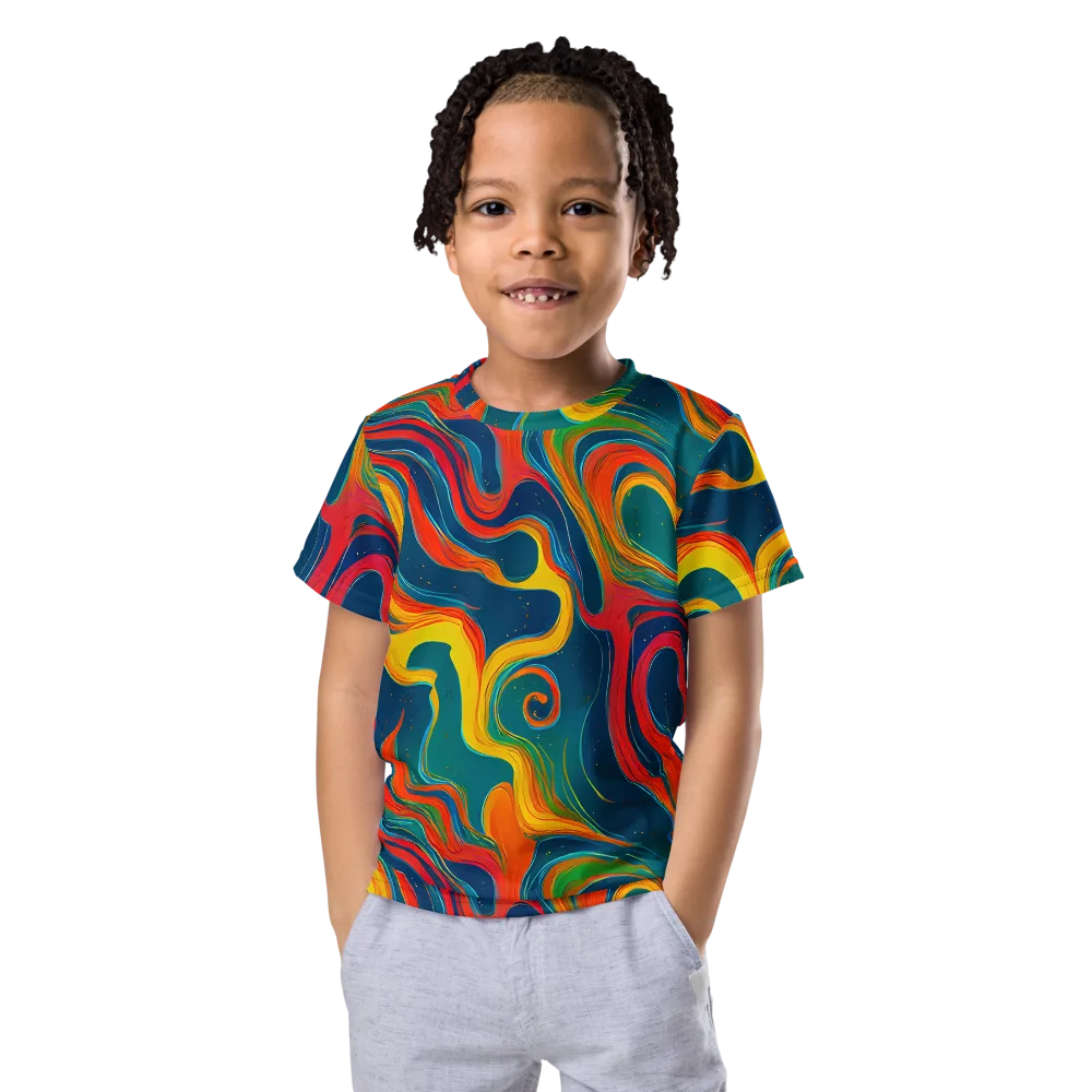 Molten Ribbons on Kids Crew Neck T-Shirt — Front