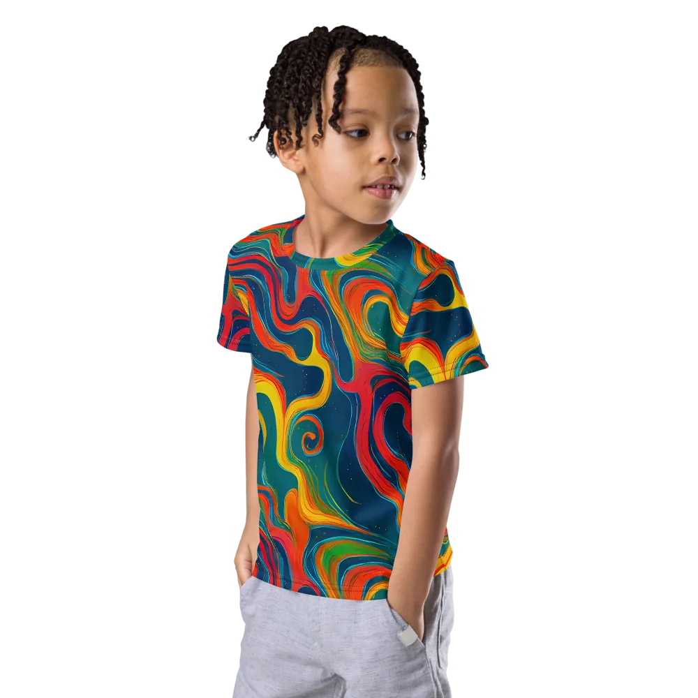 Molten Ribbons on Kids Crew Neck T-Shirt — Left Front