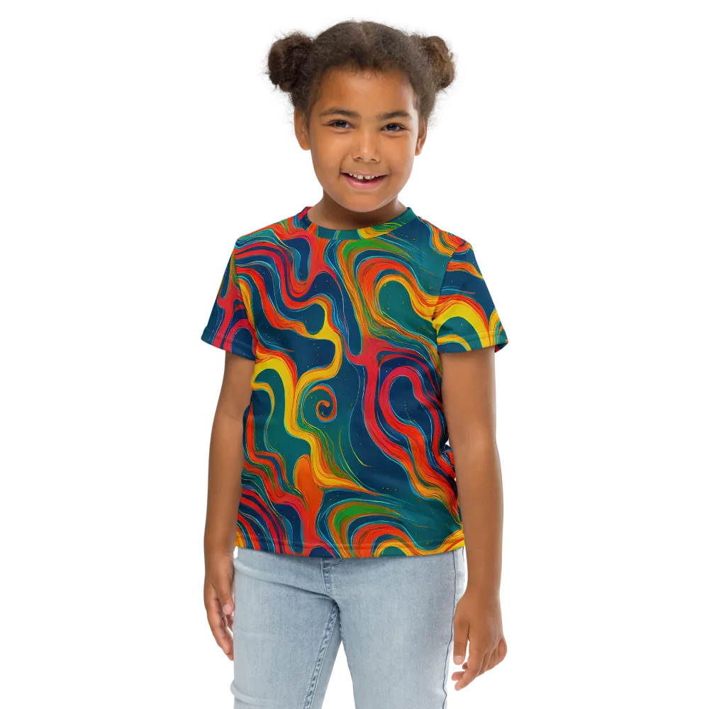 Molten Ribbons on Kids Crew Neck T-Shirt — Front