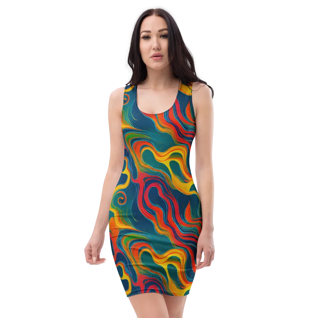 Molten Ribbons on Bodycon Dress — Front