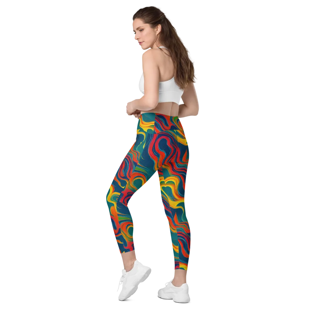 Molten Ribbons on Leggings with Pockets — Left Back