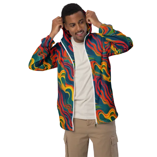 Molten Ribbons on a Men's Windbreaker