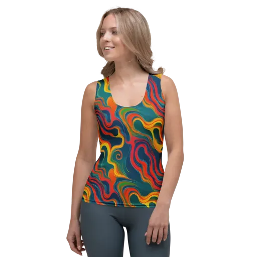 Molten Ribbons on a Women's Tank Top