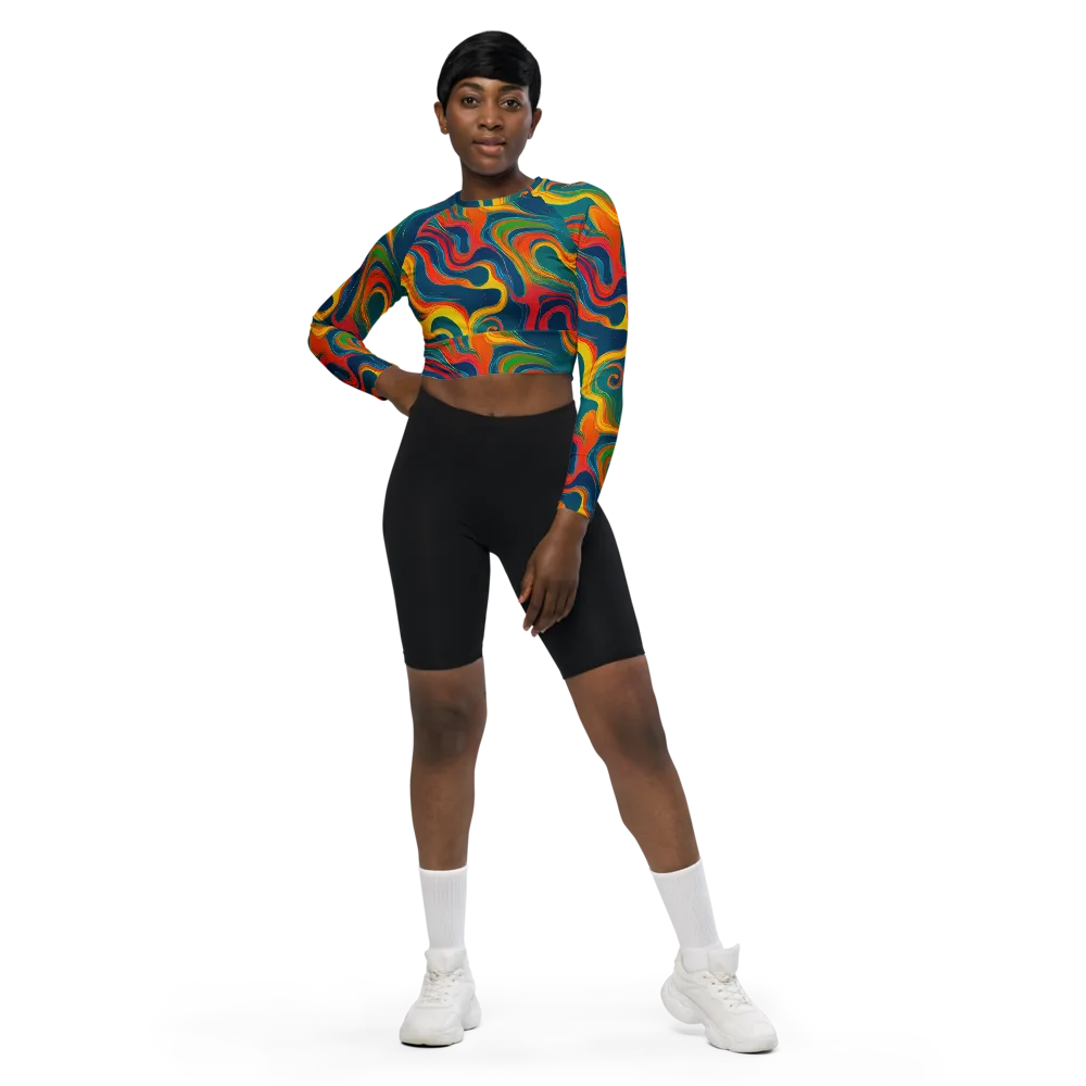 Molten Ribbons on Long Sleeve Crop Top — Front