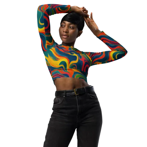 Molten Ribbons on a Long Sleeve Crop Top