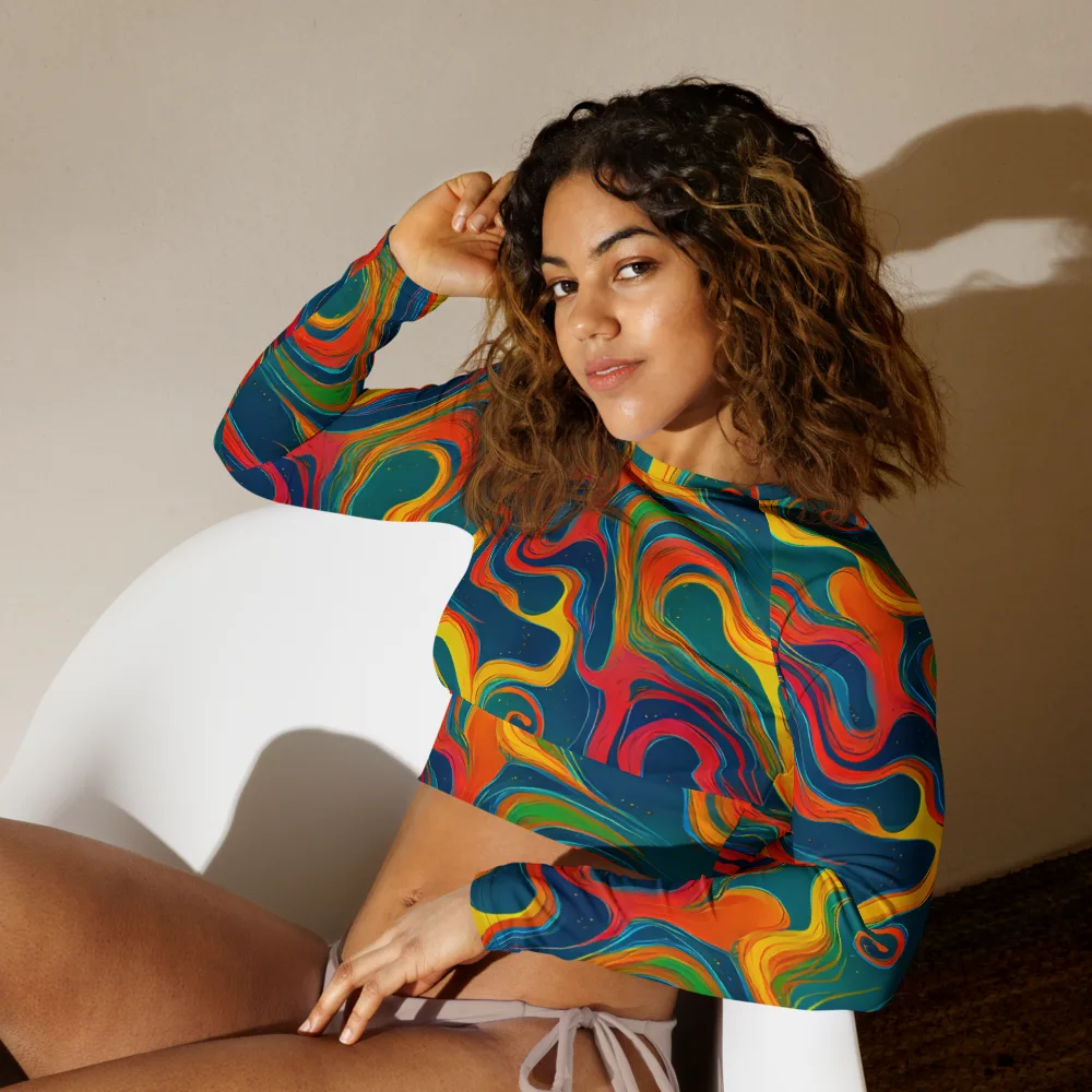 Molten Ribbons on Long Sleeve Crop Top — Left Front