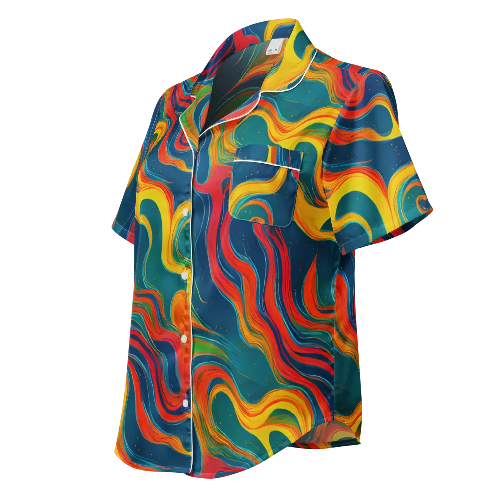 Molten Ribbons on Women's Short Sleeve Pajama Top — Left Front