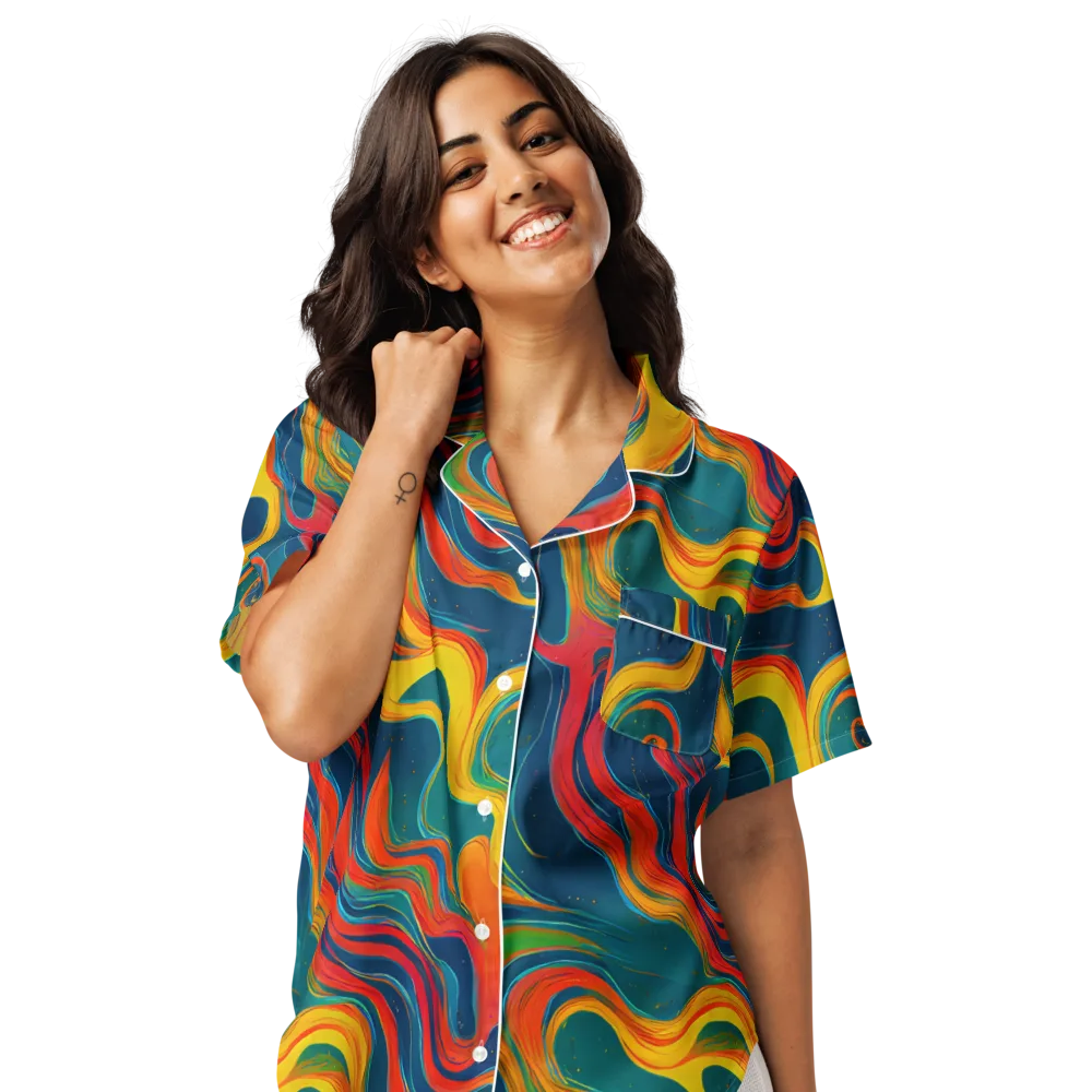Molten Ribbons on Women's Short Sleeve Pajama Top — Front