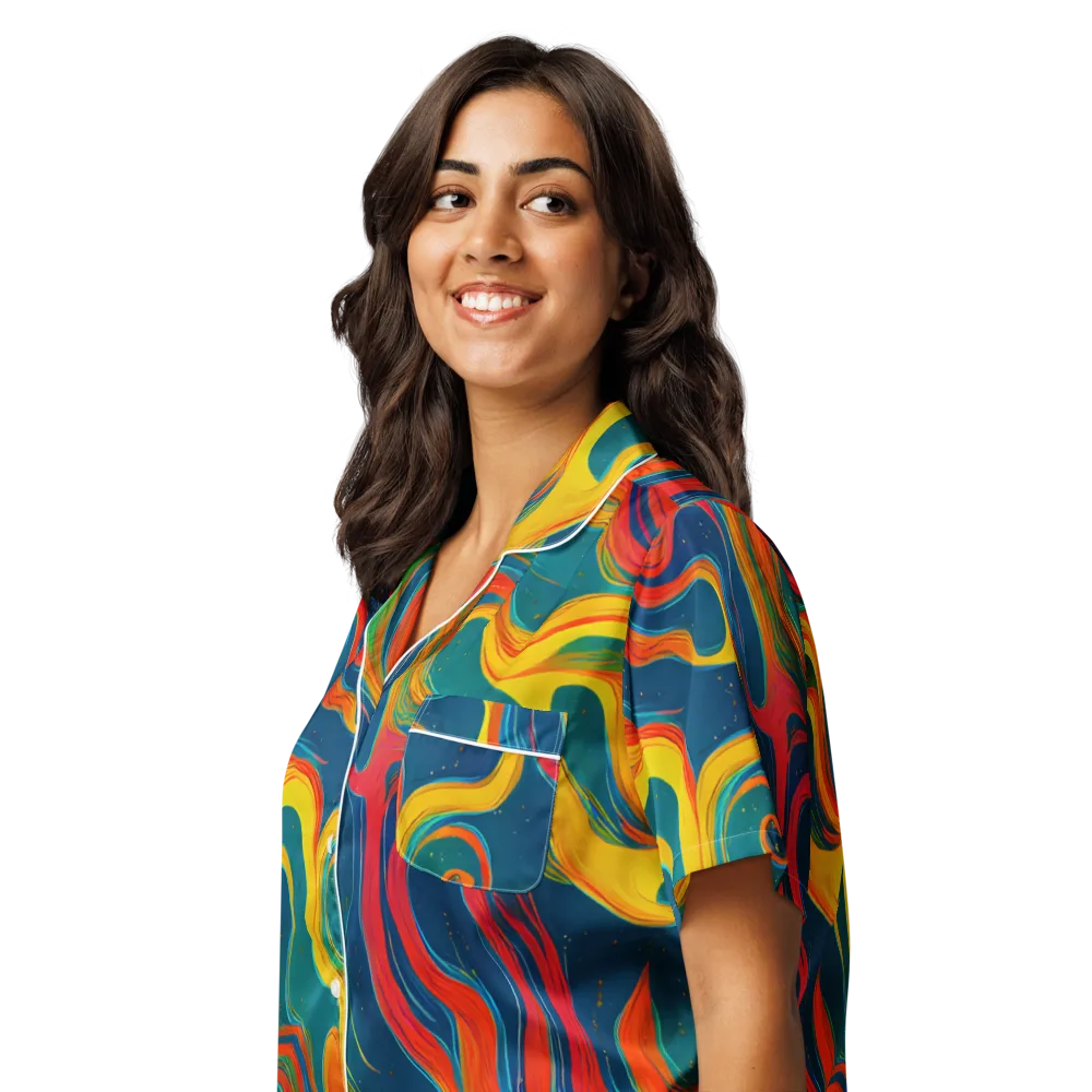 Molten Ribbons on Women's Short Sleeve Pajama Top — Left Front