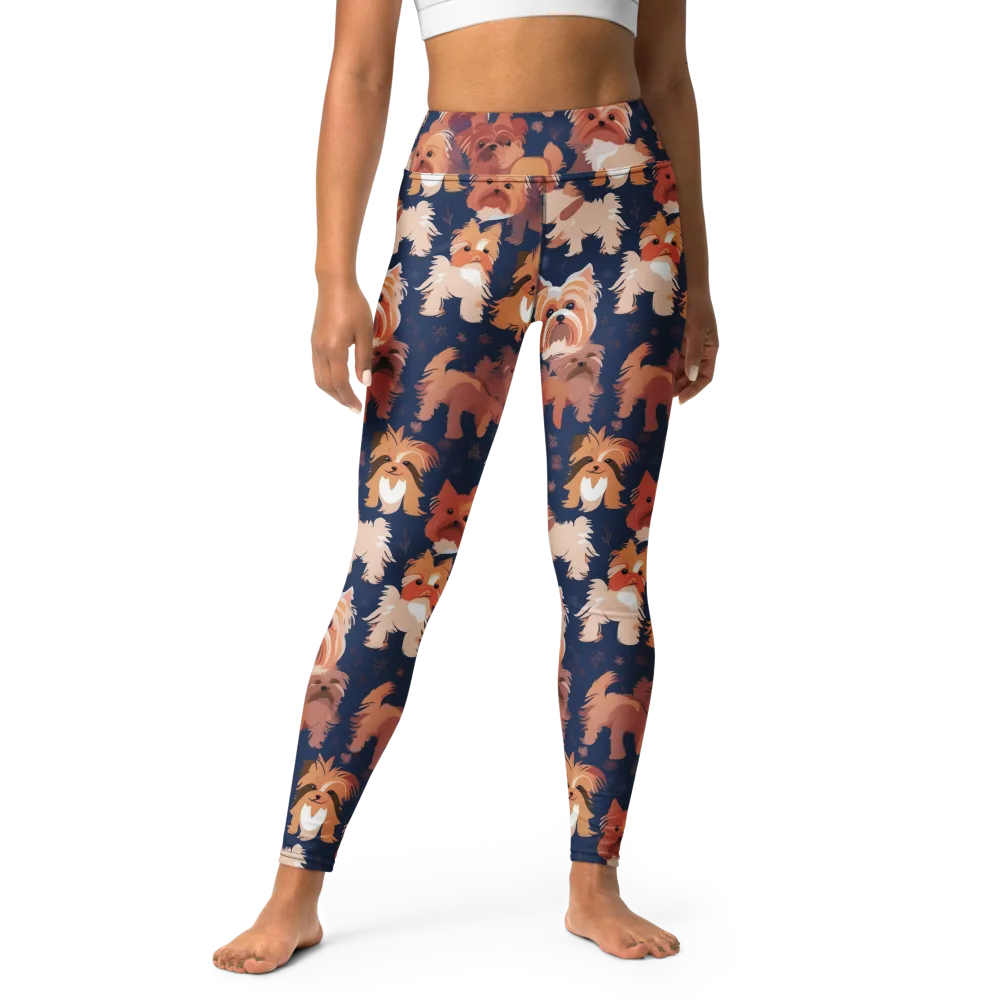 Midnight Mutt Garden on Yoga Leggings — Front