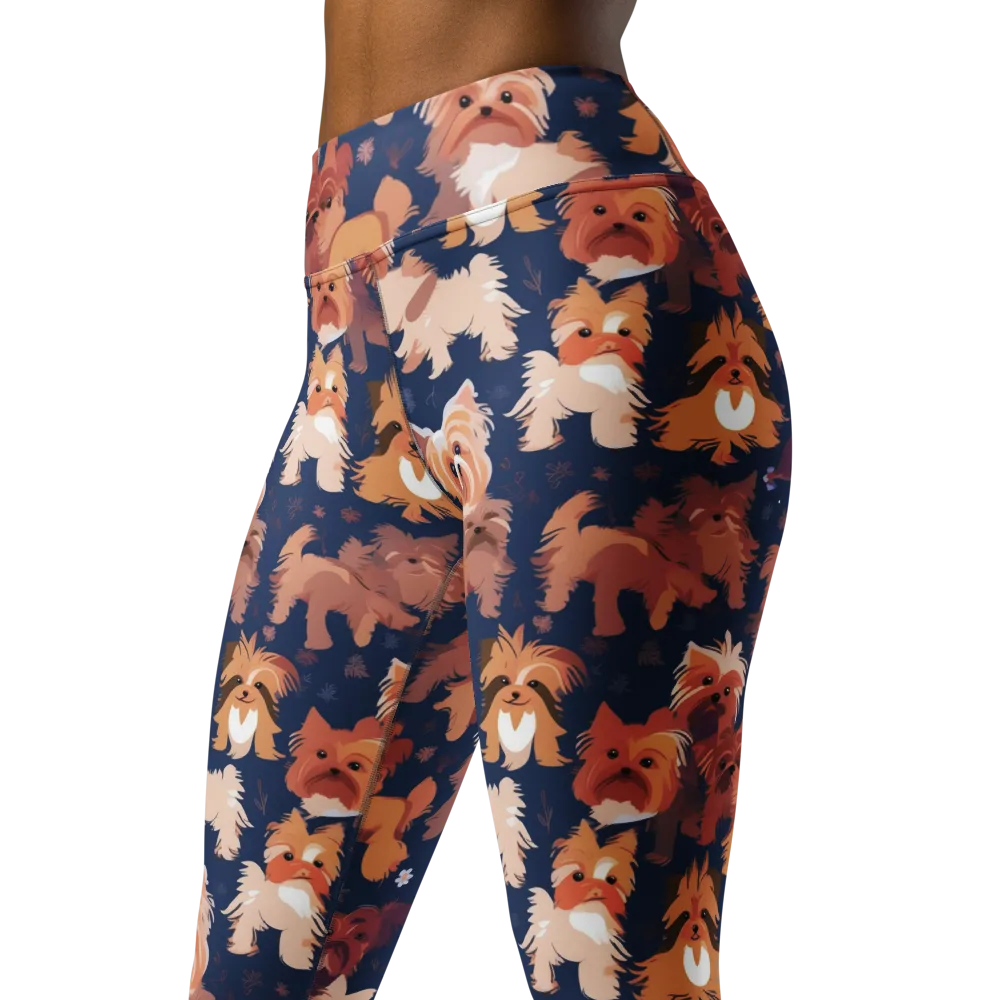 Midnight Mutt Garden on Yoga Leggings — Left Front