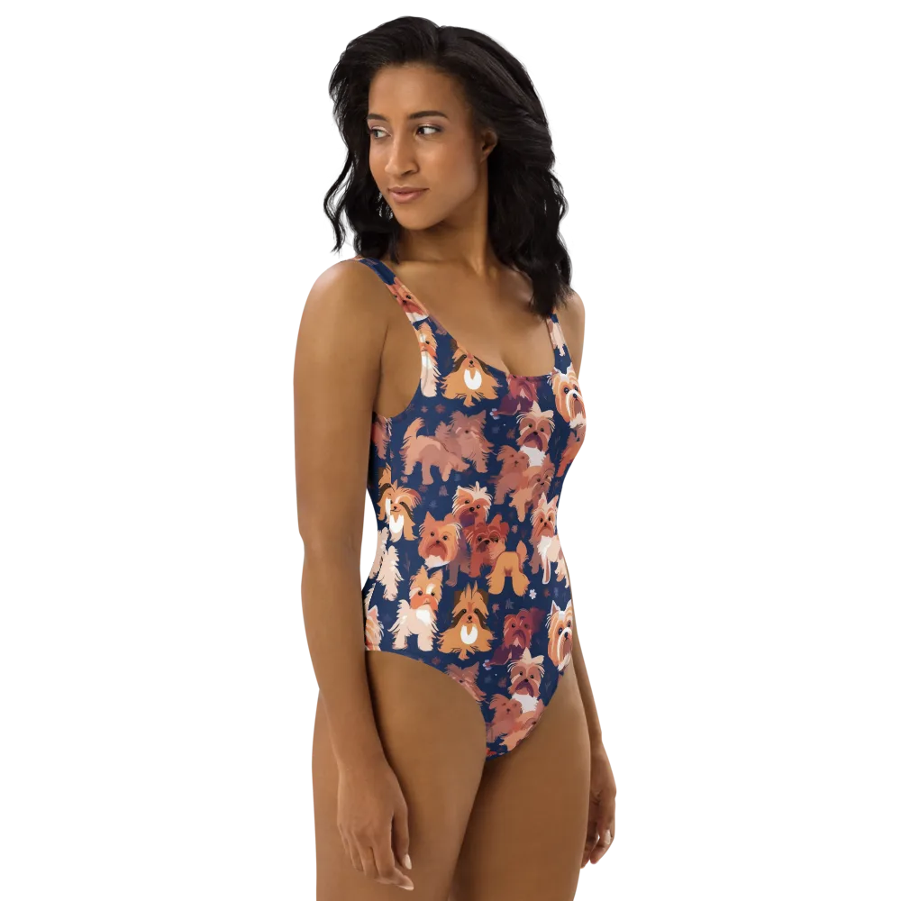 Midnight Mutt Garden on One-Piece Swimsuit — Right