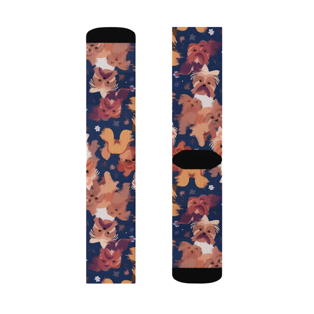 Midnight Mutt Garden on Socks — Left Sock