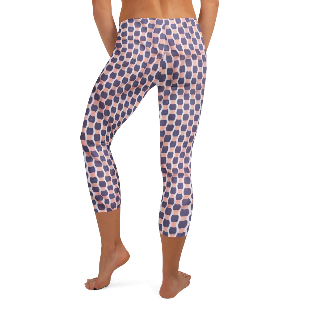 Indigo Blush Mosaic on Capri Leggings — Back