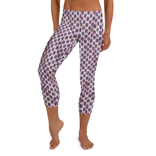 Indigo Blush Mosaic on a Capri Leggings