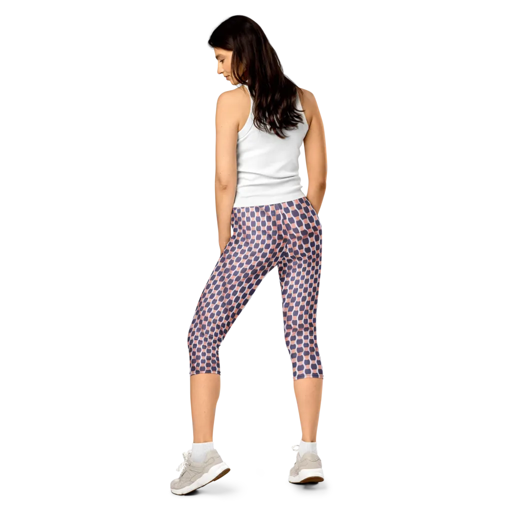 Indigo Blush Mosaic on Capri Leggings — Back