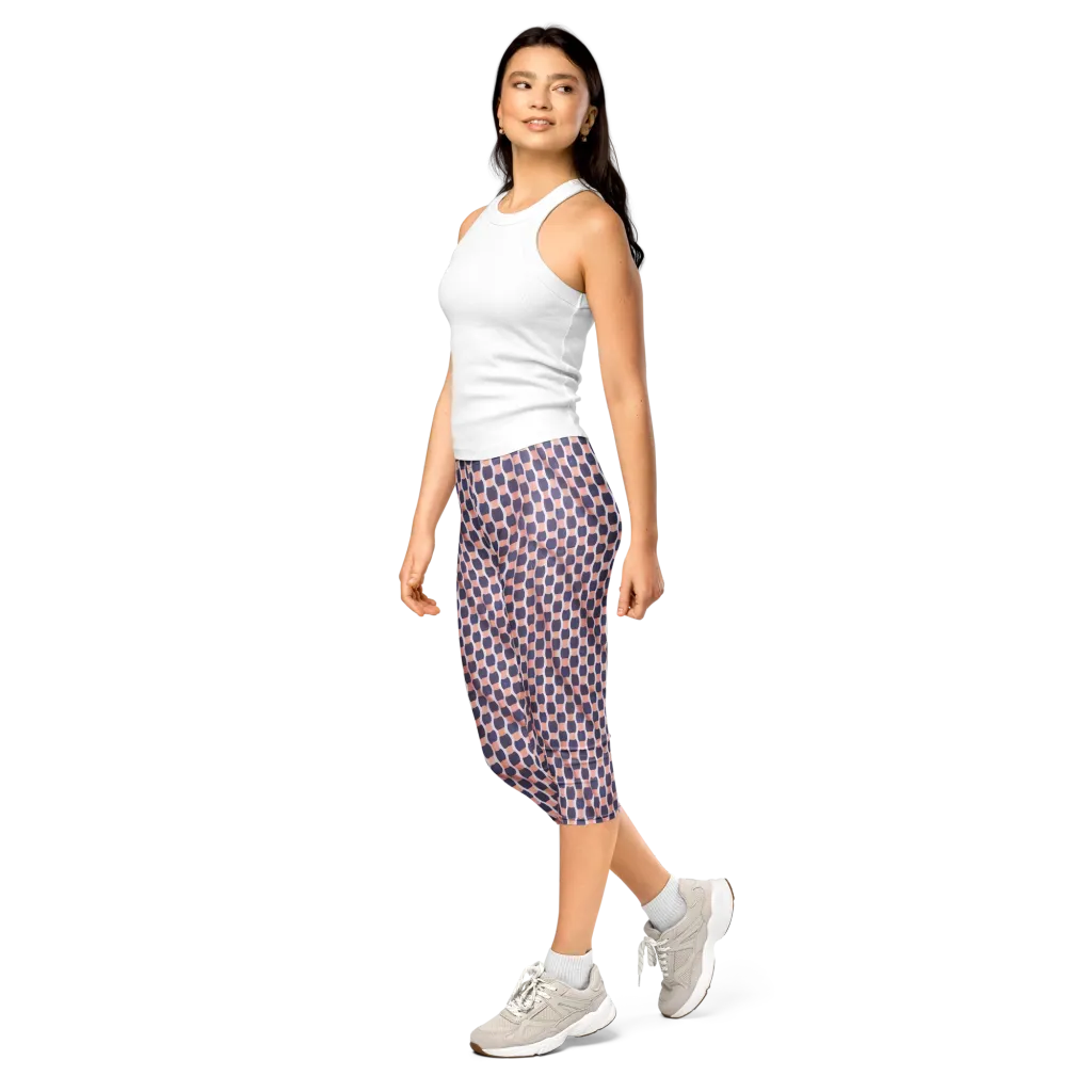 Indigo Blush Mosaic on Capri Leggings — Left Front