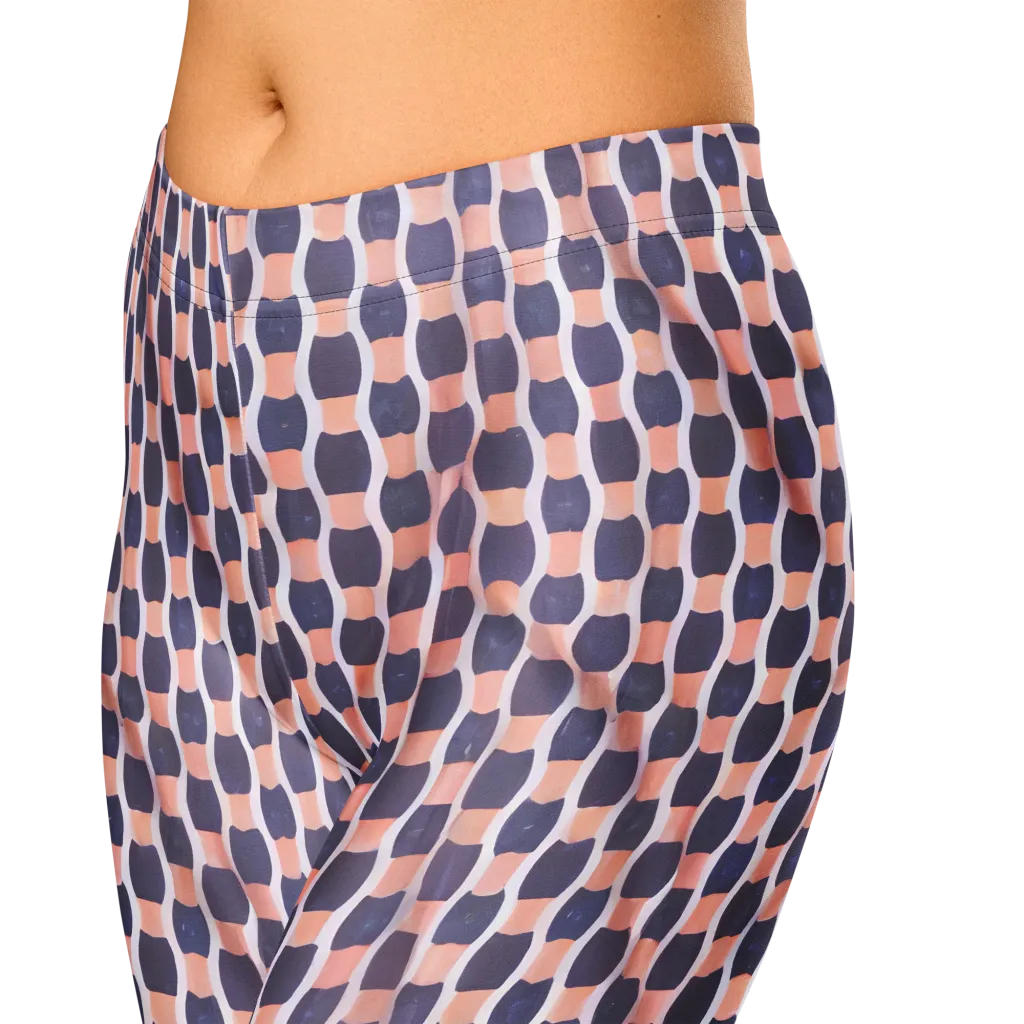 Indigo Blush Mosaic on Capri Leggings — Zoomed-in