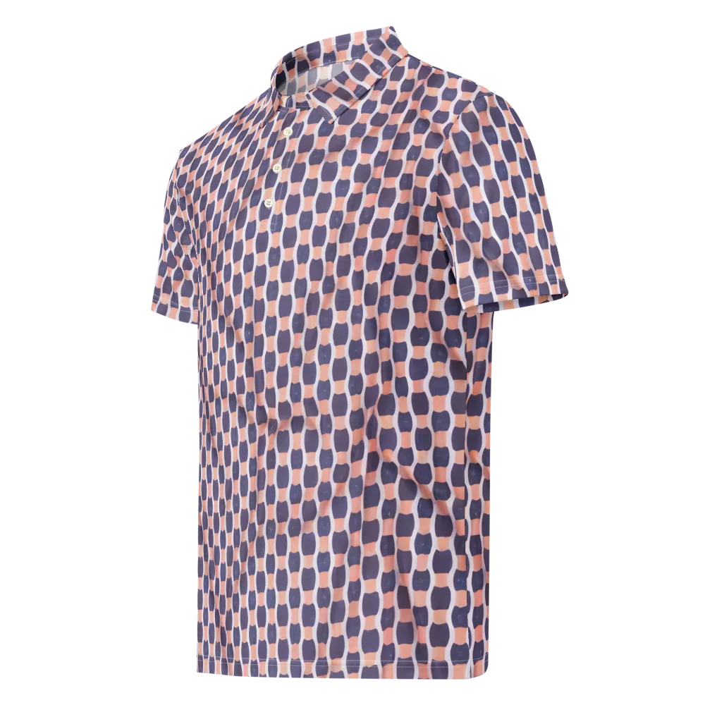 Indigo Blush Mosaic on Men's Slim Fit Polo Shirt — Left Front