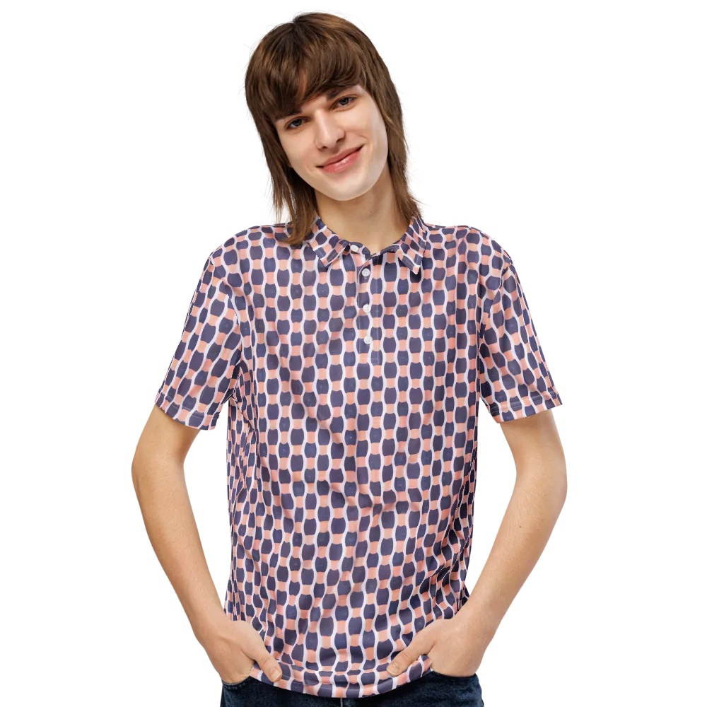 Indigo Blush Mosaic on Men's Slim Fit Polo Shirt — Front