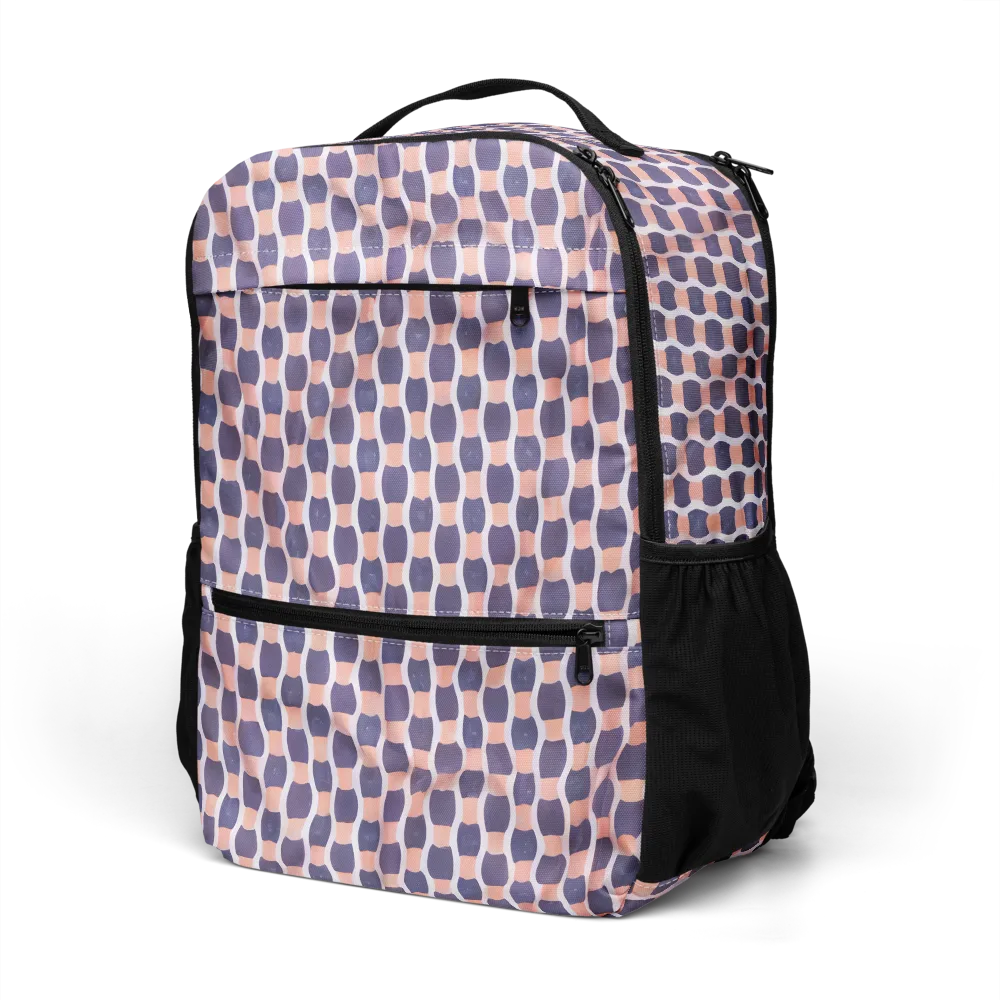 Indigo Blush Mosaic on Utility Backpack — Left Front