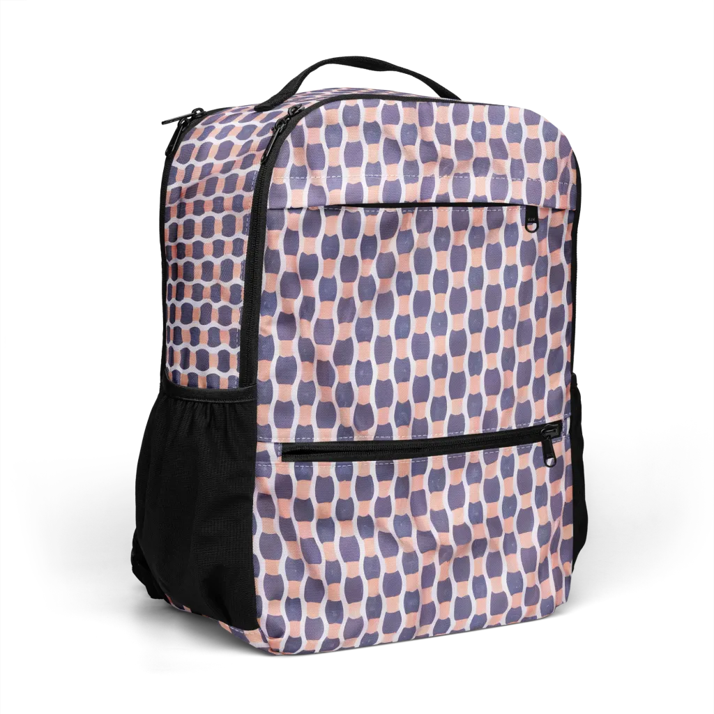 Indigo Blush Mosaic on Utility Backpack — Right Front