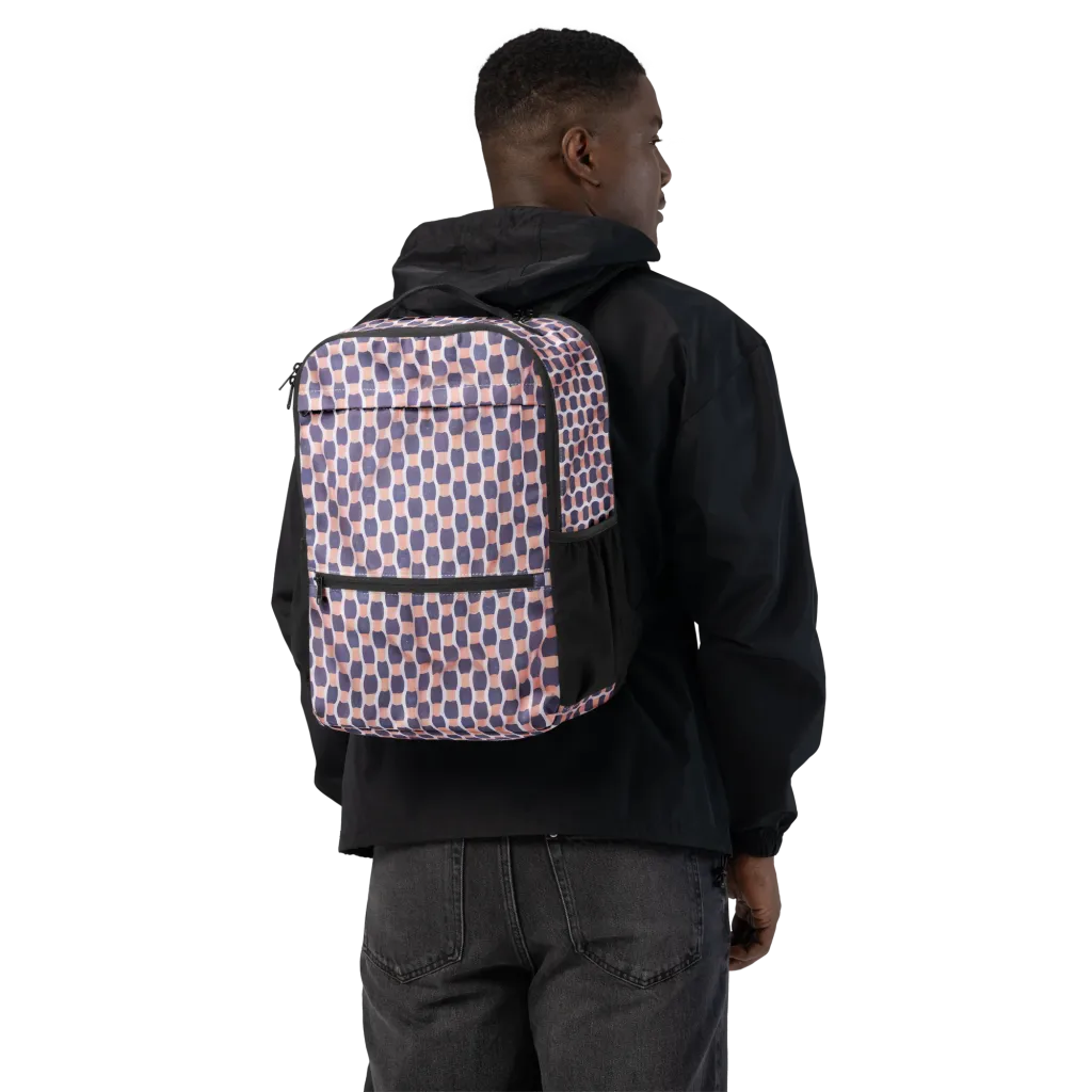 Indigo Blush Mosaic on Utility Backpack — Back