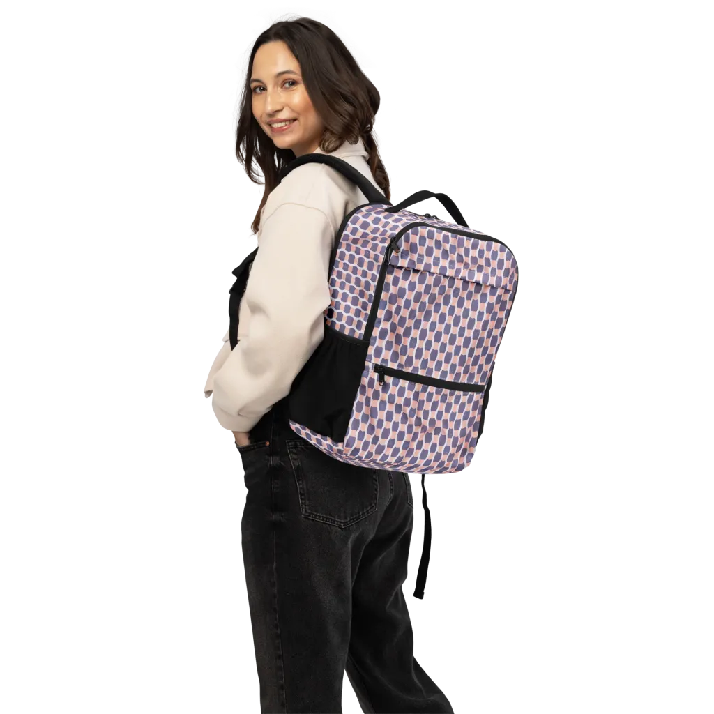 Indigo Blush Mosaic on Utility Backpack — Back