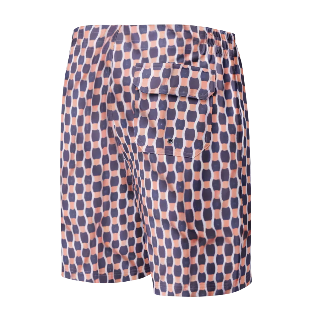 Indigo Blush Mosaic on Men's Board Shorts — Back
