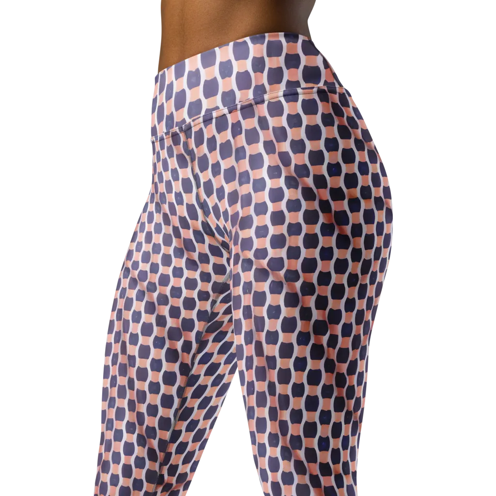 Indigo Blush Mosaic on Yoga Leggings — Left Front