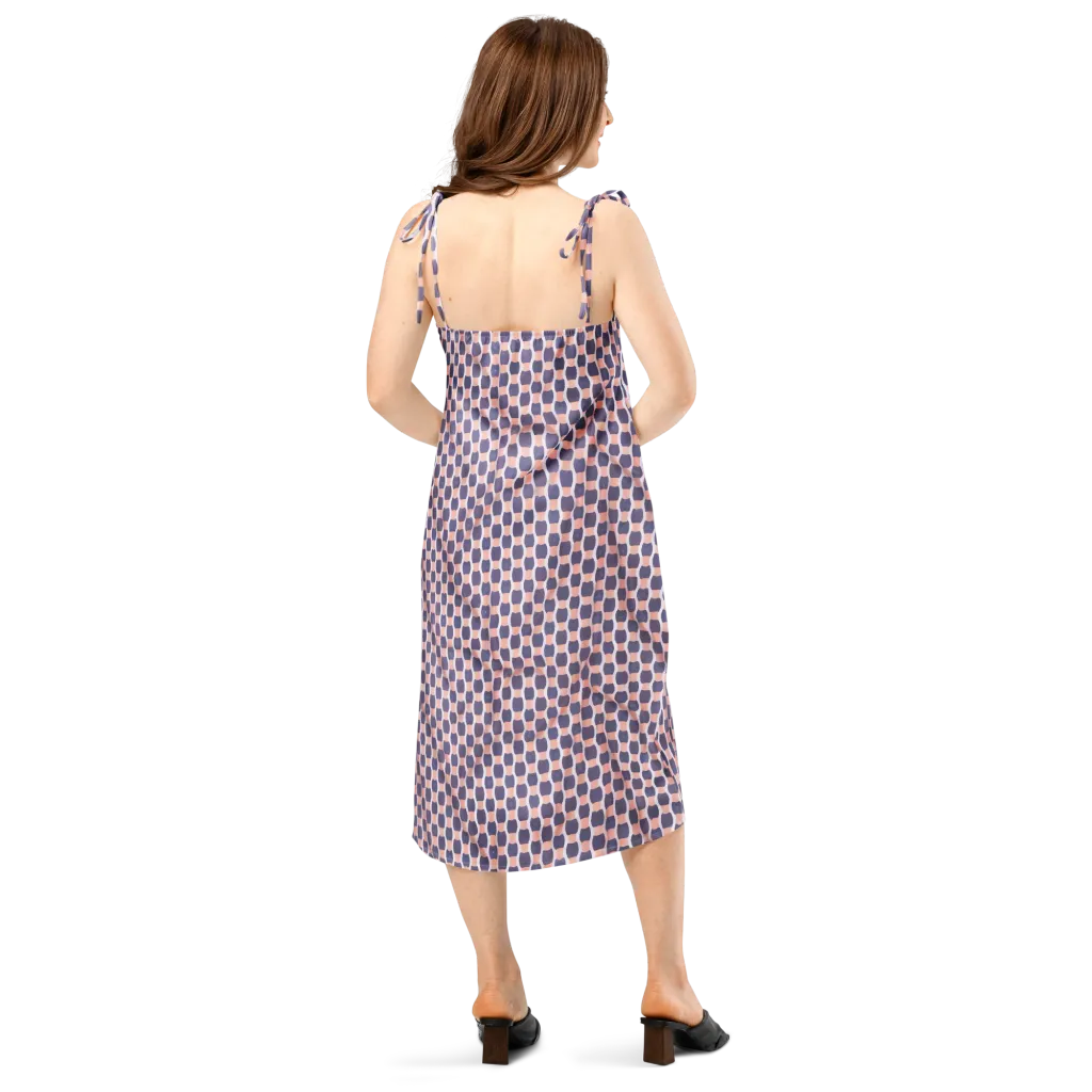 Indigo Blush Mosaic on Slip Dress — Back