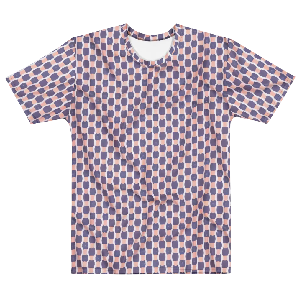 Indigo Blush Mosaic on Men's Cotton Crew Neck T-Shirt — Front