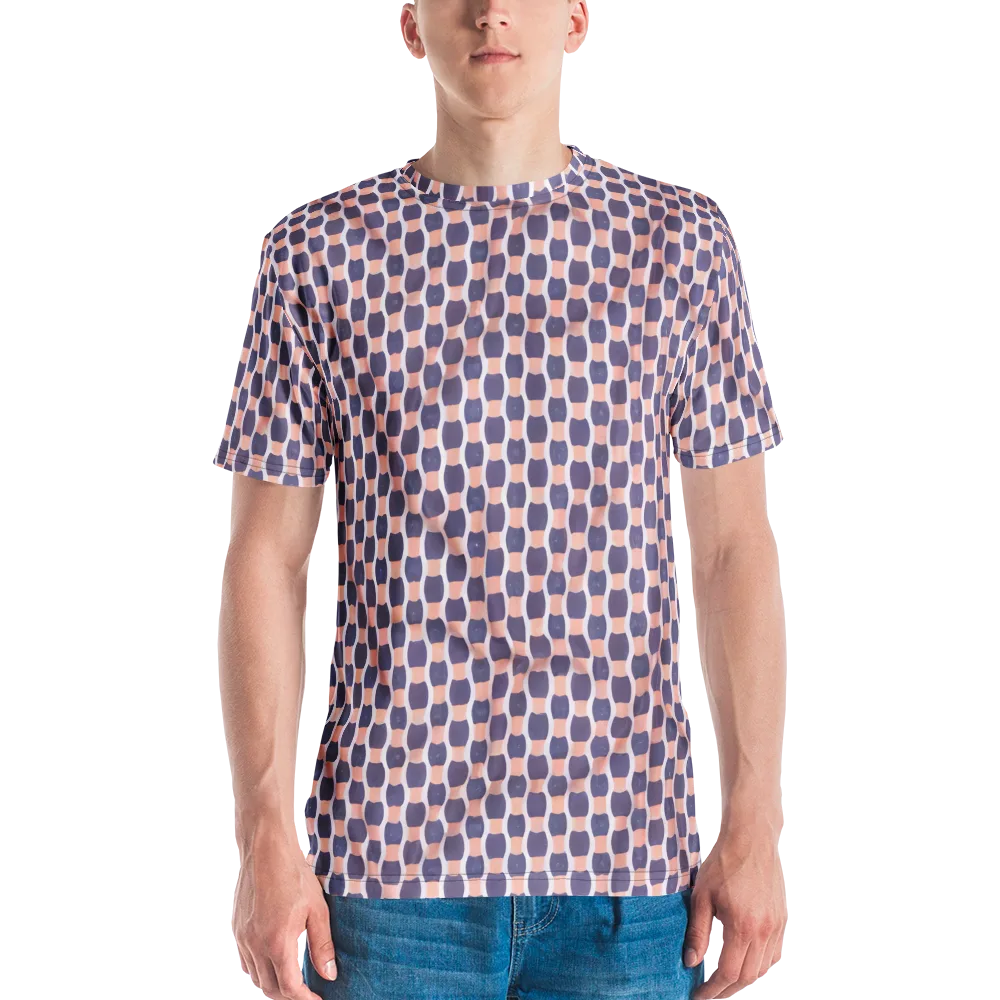 Indigo Blush Mosaic on Men's Crew Neck T-Shirt — Front