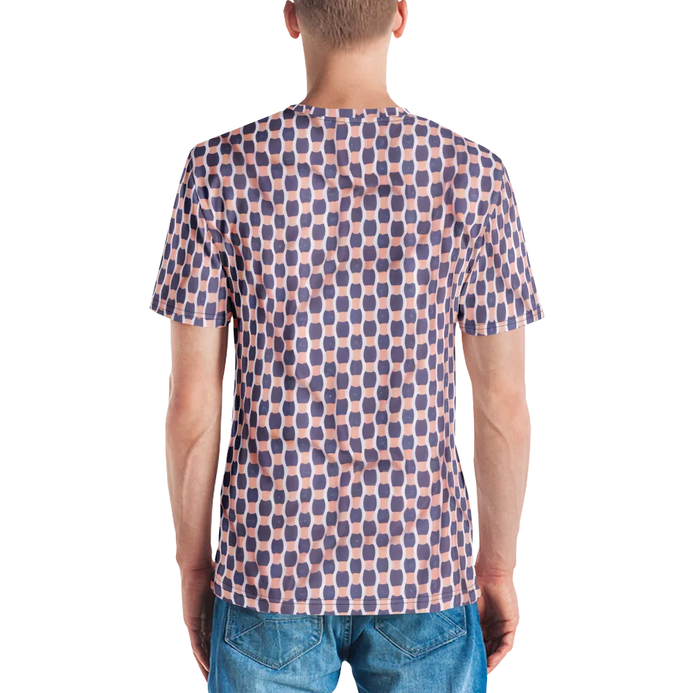 Indigo Blush Mosaic on Men's Crew Neck T-Shirt — Back