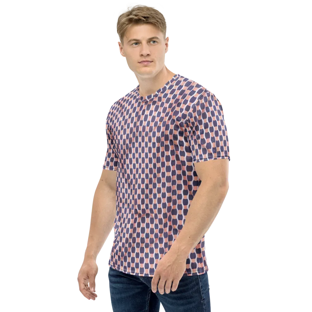 Indigo Blush Mosaic on Men's Crew Neck T-Shirt — Left