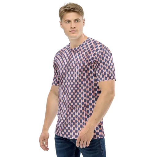 Indigo Blush Mosaic on a Men's Crew Neck T-Shirt