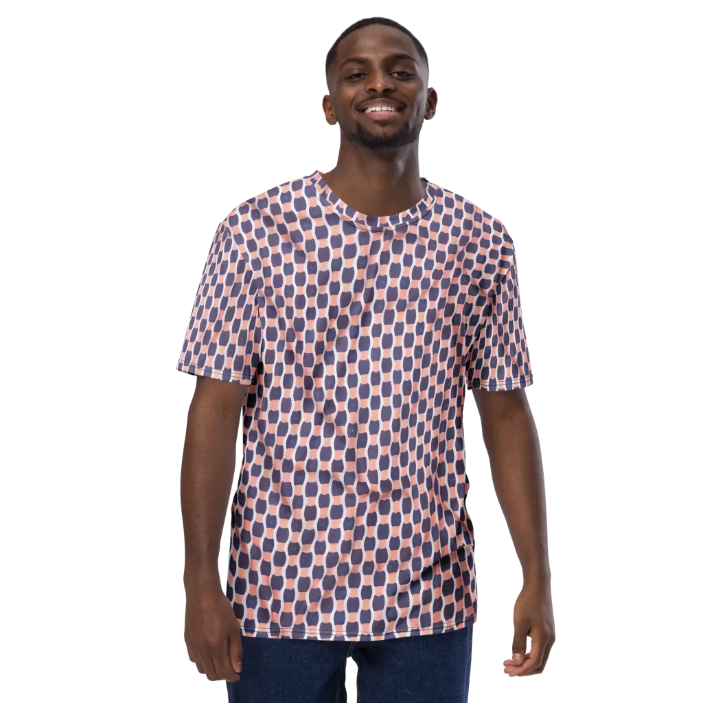Indigo Blush Mosaic on Men's Crew Neck T-Shirt — Front