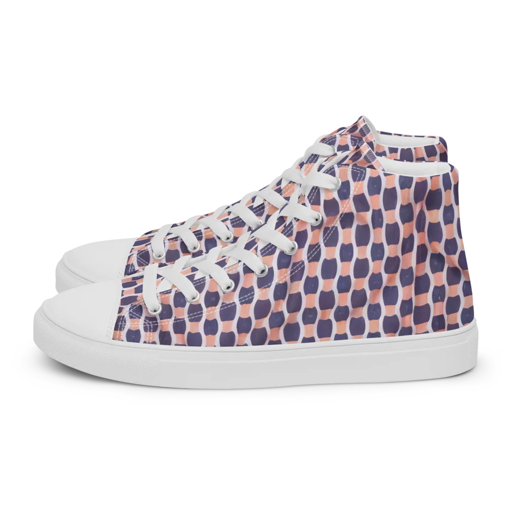 Indigo Blush Mosaic on Men's High Top Canvas Shoes — Left