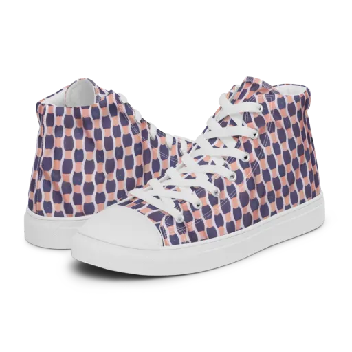 Indigo Blush Mosaic on a Men's High Top Canvas Shoes