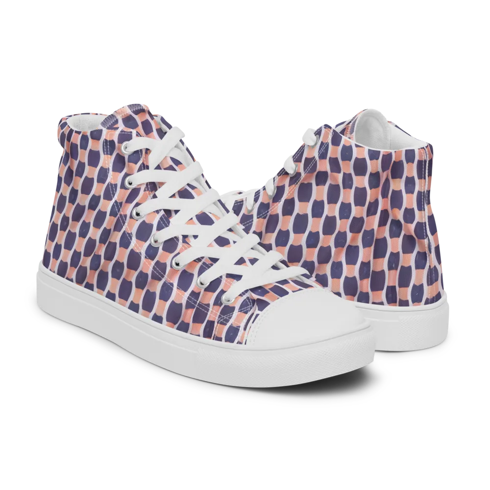 Indigo Blush Mosaic on Men's High Top Canvas Shoes — Right