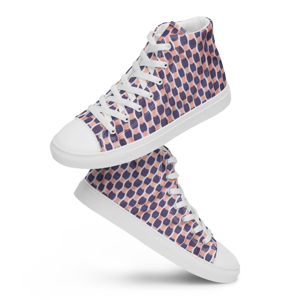 Indigo Blush Mosaic on Men's High Top Canvas Shoes — Front