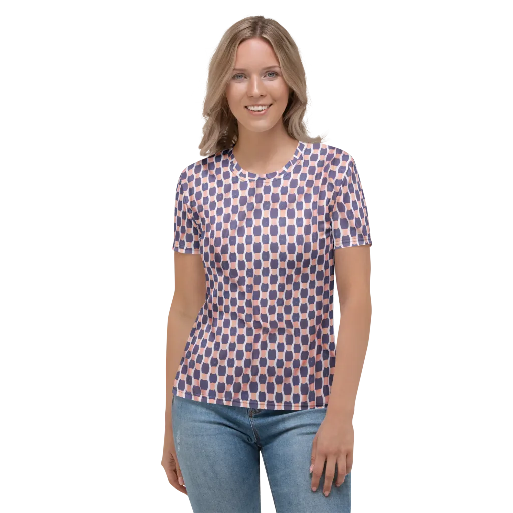 Indigo Blush Mosaic on Women's Crew Neck T-Shirt — Front