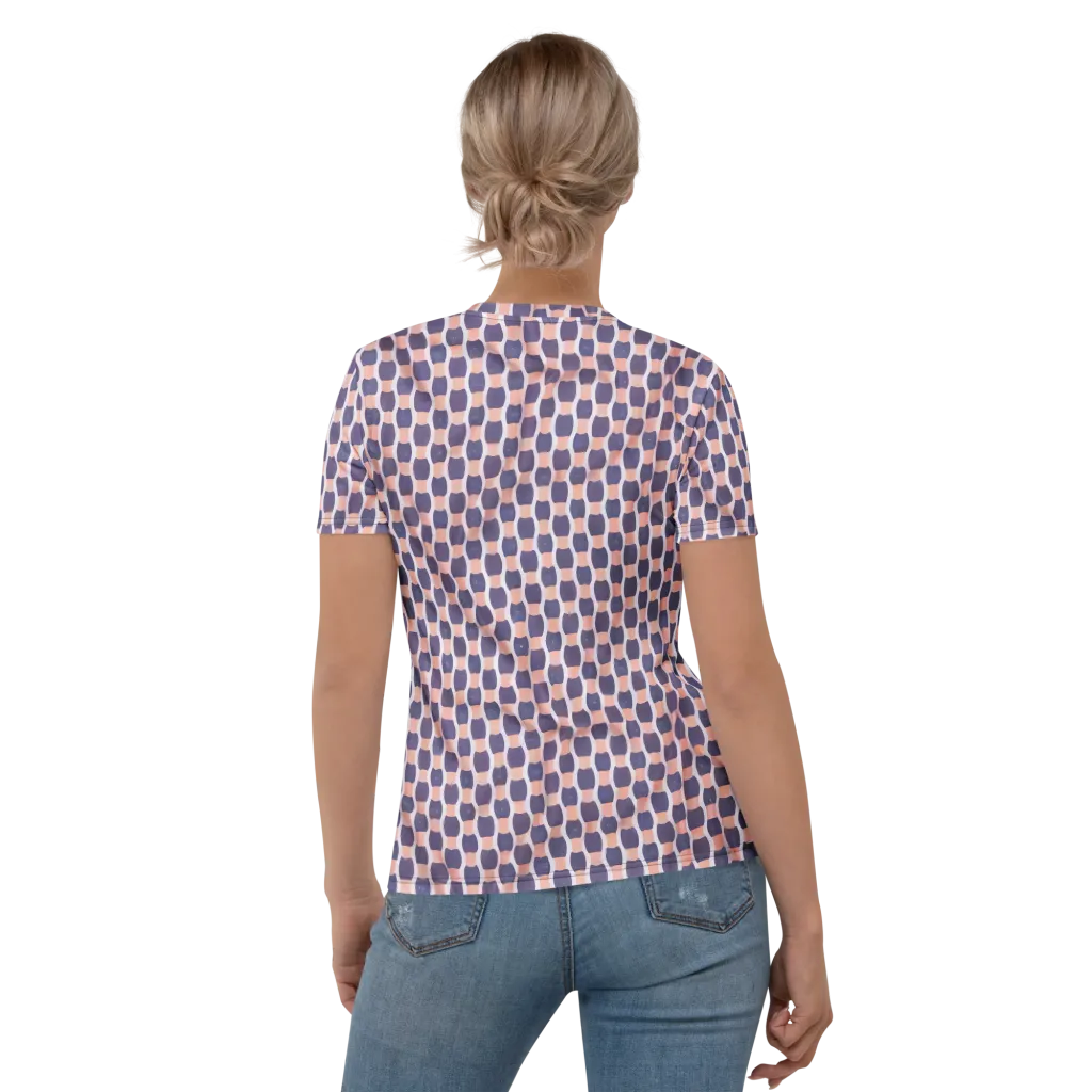 Indigo Blush Mosaic on Women's Crew Neck T-Shirt — Back