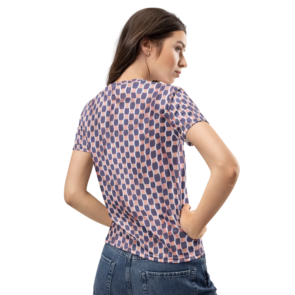 Indigo Blush Mosaic on Women's Crew Neck T-Shirt — Back