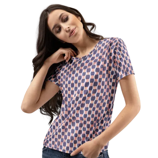 Indigo Blush Mosaic on a Women's Crew Neck T-Shirt