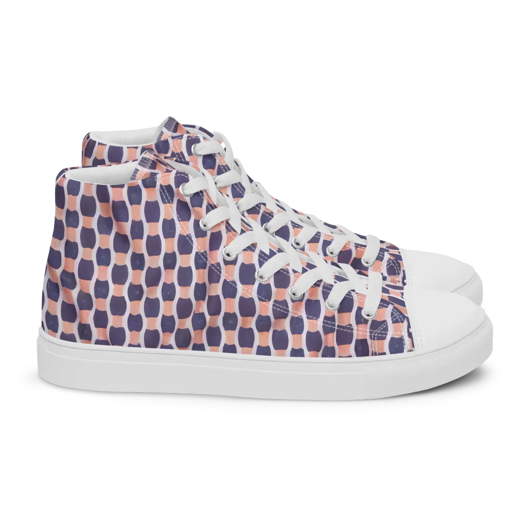 Indigo Blush Mosaic on Women's High Top Canvas Shoes — Right
