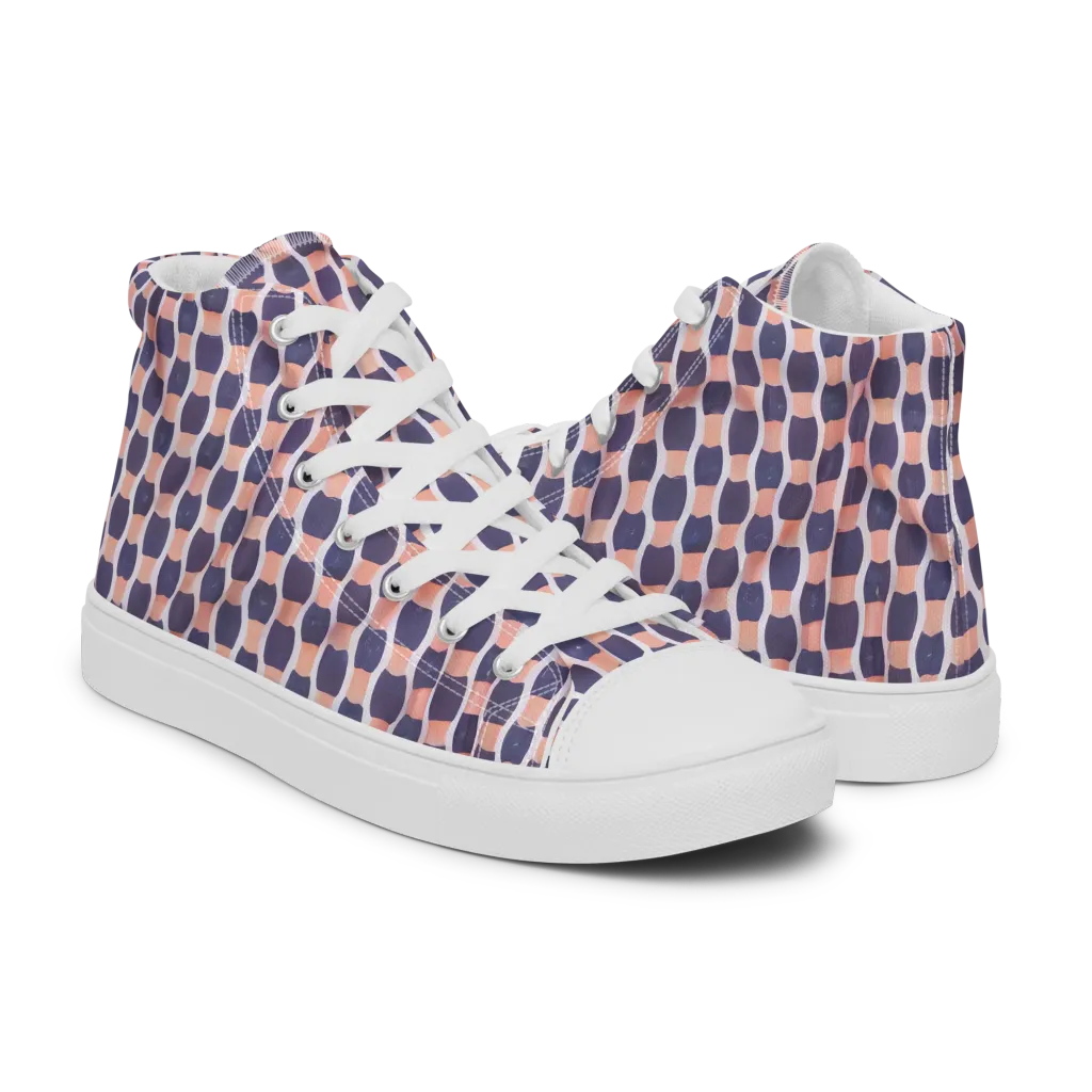Indigo Blush Mosaic on Women's High Top Canvas Shoes — Right