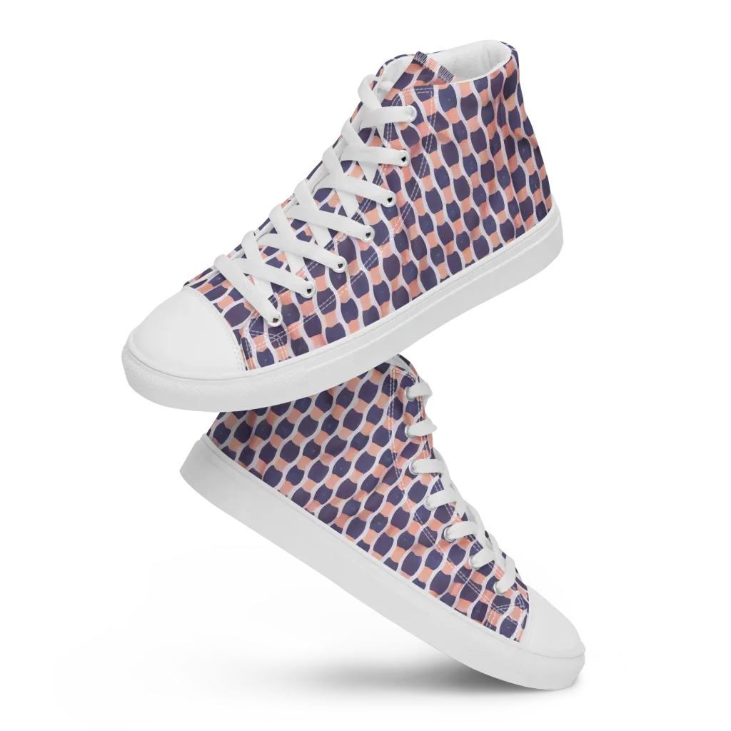 Indigo Blush Mosaic on Women's High Top Canvas Shoes — Front
