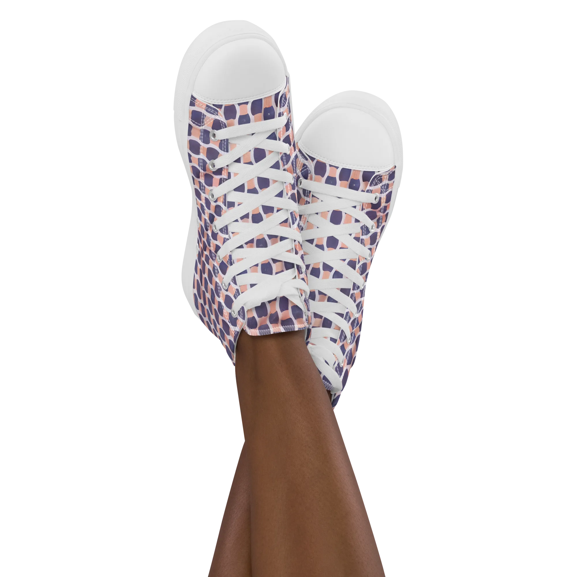 Indigo Blush Mosaic on Women's High Top Canvas Shoes — Front